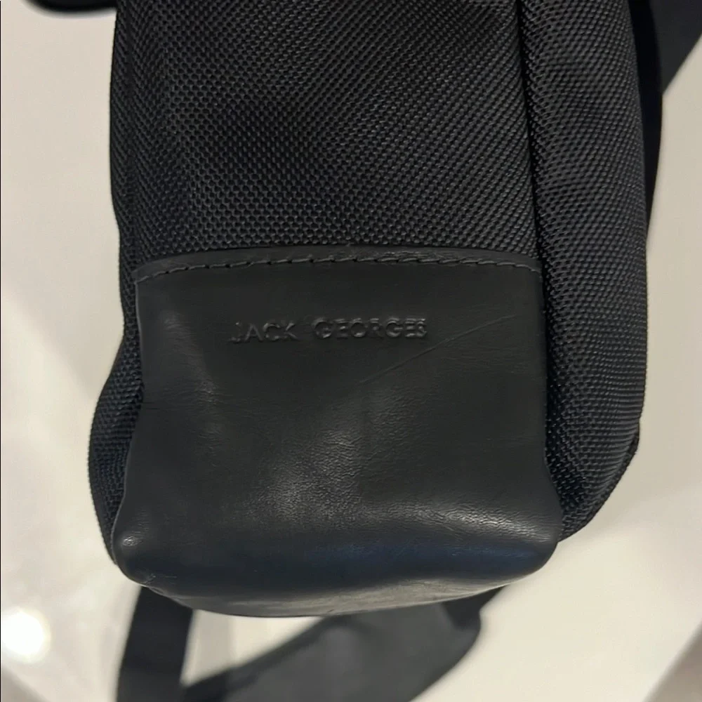 JACK GEORGES Black Canvas and Leather Business Briefcase Laptop Messenger Bag